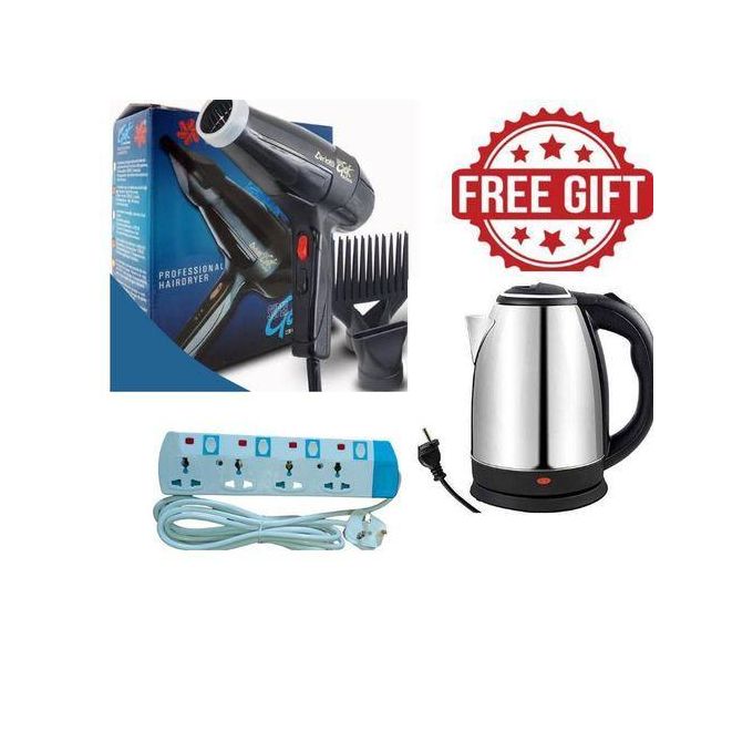 Ceriotti Super Gek 3000 Professional Hair Blow Dryer with Free Gifts High Powered Fast Drying Ionic Technology Multiple Heat and Speed Settings Lightweight Ergonomic Design for Salon and Home Use