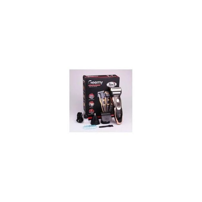 Geemy Electric Hair Trimmer Barbering Machine Kinyozi with Rechargeable 3-in-1 Hair Clipper and 4-Way Power Extension Cable Professional Grooming Kit for Men, Cordless Rechargeable Haircutting S