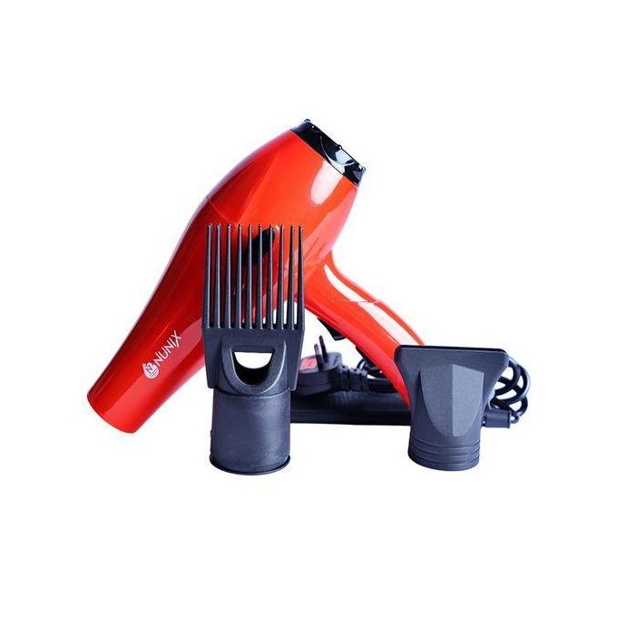 Nunix Hair Red Blow Dryer With Beauty Accessories HD-01 Professional Hot & Cold Air Hair Dryer 2000W Fast Drying Blow Dryer With Comb & Nozzle Attachments For Salon & Home Use Powerful 2000W hair drye