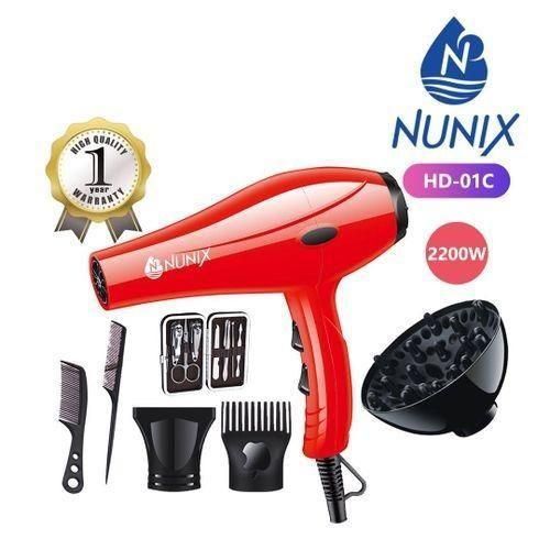 Nunix Professional Blow Dry Hair Dryer 3000W – Fast Drying Hot & Cold Wind Salon Quality Styling Tool with Concentrator Nozzle Lightweight Low Noise Overheat Protection for All Hair Types