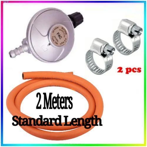 Pac-Pressure 6kg Gas Regulator with Free 2M Gas Hose Pipe and Safety Clips for Meko Tabletop Cooker Burner, Durable, Easy-to-Install Gas Supply Kit Ensuring Safe and Reliable Cooking Experience