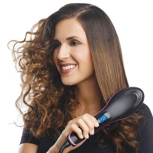 Hot Comb Blowdry Hair Straightener Brush Electric Hand Hair Blow Dryer Black – Professional 3-in-1 Hair Styling Tool for Smooth, Shiny, and Frizz-Free Salon Results at Home or on the Go, Fast Hair Sty