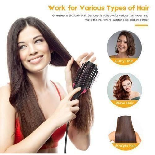 2 In 1 Multifunction Hair Dryer Straightener Curler Blow Hot Brush Electric Comb Stretcher for Smooth, Shiny & Frizz-Free Hair Styling, Fast Hair Drying, Frizz Control, Salon-Quality Results at Home,
