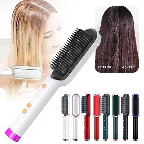 NEW 2 in 1 Electric Hot Comb Curler Brush Multifunction Professional Hair Straightener for Effortless Styling, Smooth Frizz-Free Hair, Salon-Quality Results at Home with Fast Heating and Adjustable Te