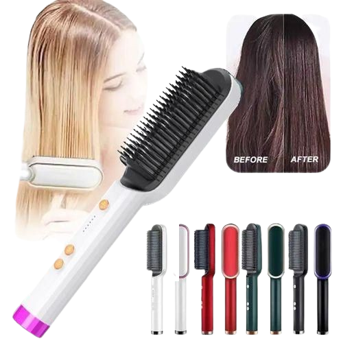 NEW 2 in 1 Electric Hot Comb Curler Brush Multifunction Professional Hair Straightener for Effortless Styling, Smooth Frizz-Free Hair, Salon-Quality Results at Home with Fast Heating and Adjustable Te