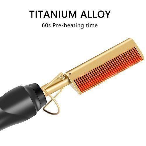 Hair Straightener Hot Comb Anti-Scalding Curler Electric Iron Brush for Smooth Sleek Styling Fast Heating and Safe Hair Care, Professional Salon-Grade Hair Straightening Tool with Anti-Frizz Technolog