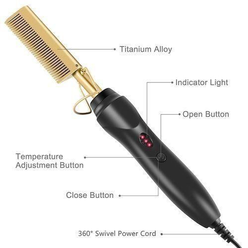 Hair Straightener Hot Comb Anti-Scalding Curler Electric Iron Brush for Smooth Sleek Styling Fast Heating and Safe Hair Care, Professional Salon-Grade Hair Straightening Tool with Anti-Frizz Technolog