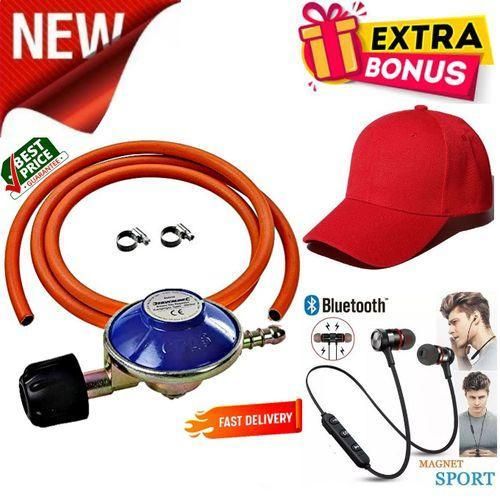 Regulator Gas 6Kg with Free 2 Hose Clamps, Pipe, Cap and Sports Accessories for Safe and Efficient Cooking, Durable, Easy to Install, Compatible with Most 6Kg Gas Cylinders, High-Quality Material for