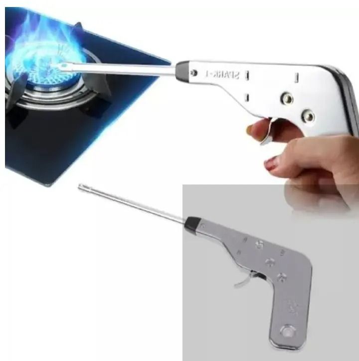 Electronic Spark Gas Igniter Lighter Gun for Gas Cooker Stove BBQ High Heat Resistance Durable Kitchen Ignition Tool Long Nozzle Gas Starter for Home Restaurant Use