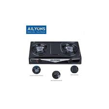 AILYONS Table Top Stainless Steel 2 Burner Gas Cooker Plus 6kg Regulator, 1.5m Pipe And Free Tightening Clips – Sleek, Durable, and Efficient Gas Cooking Solution for Your Kitchen