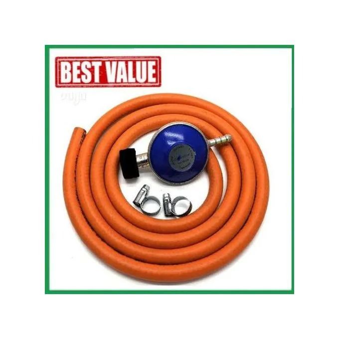 6KG Gas Regulator with Free 2M Pipe and 2 Hose Clamps for Safe and Efficient Gas Connection, Durable Metal Construction, Easy Installation, Compatible with LPG Cylinders