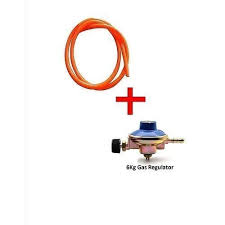 6KG Gas Regulator with Free 2M Pipe and 2 Hose Clamps for Safe and Efficient Gas Connection, Durable Metal Construction, Easy Installation, Compatible with LPG Cylinders