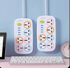 6 Way Extension Cable with 4 USB Ports, Multi-Socket Power Strip Surge Protector with Fast Charging USB Ports for Home, Office, and Electronics