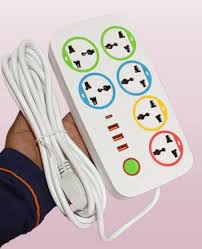 6 Way Extension Cable with 4 USB Ports, Multi-Socket Power Strip Surge Protector with Fast Charging USB Ports for Home, Office, and Electronics