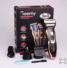Geemy Electric Hair Trimmer Barbering Machine - Kinyozi with Best 4 Way Power Extension Cable and Rechargeable Smart 3 in 1 Hair Clipper/Trimmer With Smoother, Professional Hair Cutting Kit for Men an