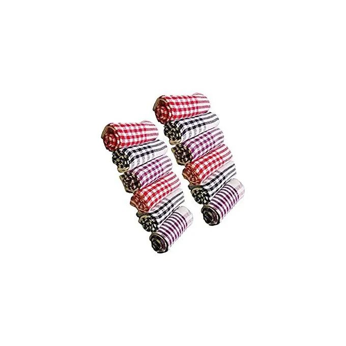 12 Pcs 100% Checkered Cotton Kitchen Towels – Durable, Absorbent, Multi-Purpose Dish Cloths for Cleaning, Drying, and Kitchen Use, Soft and Reusable for Everyday Use