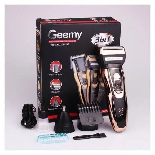 Geemy BEST Rechargeable Smoother Hair Shaving Machine 3-in-1 Cordless Hair Trimmer for Barbers with Ergonomic Design and Detachable Heads