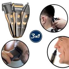 Geemy BEST Rechargeable Smoother Hair Shaving Machine 3-in-1 Cordless Hair Trimmer for Barbers with Ergonomic Design and Detachable Heads