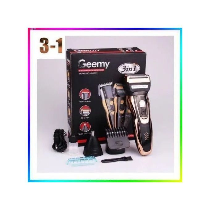 Geemy Rechargeable Smoother Premium Cut Hair Shaving Machine, 3-in-1 Electric Shaver for Men and Women, Professional Grooming Kit with Precision Trimmer and Beard Clipper