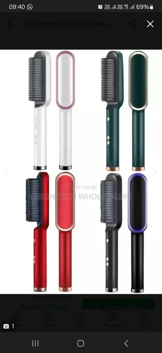 Electric Hair Straightener Brush Hot Comb with Adjustable Temperature for Afro Hair Human Hair Wigs Synthetic Wigs Natural Hair Styling Tool for Smooth Straight Results at Home