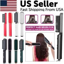 Electric Hair Straightener Brush Hot Comb with Adjustable Temperature for Afro Hair Human Hair Wigs Synthetic Wigs Natural Hair Styling Tool for Smooth Straight Results at Home