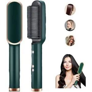 Electric Hair Straightener Brush Hot Comb with Adjustable Temperature for Afro Hair Human Hair Wigs Synthetic Wigs Natural Hair Styling Tool for Smooth Straight Results at Home
