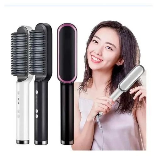 Electric Hair Straightener Brush Hot Comb with Adjustable Temperature for Afro Hair Human Hair Wigs Synthetic Wigs Natural Hair Styling Tool for Smooth Straight Results at Home