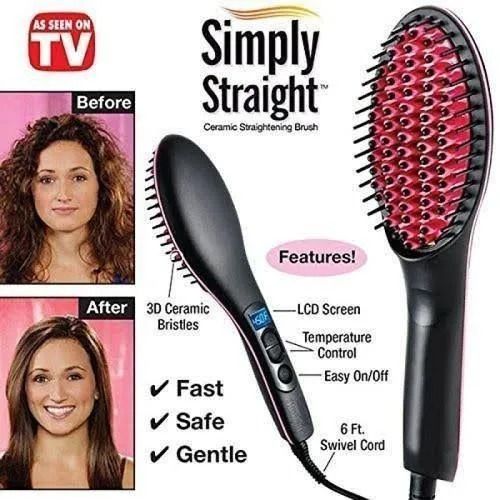 Hot Comb Blowdry Hair Straightener Brush Electric Hand Hair Blow Dryer Black, Professional 3-in-1 Hair Styling Tool for Smooth, Shiny, Frizz-Free Salon Results Fast at Home