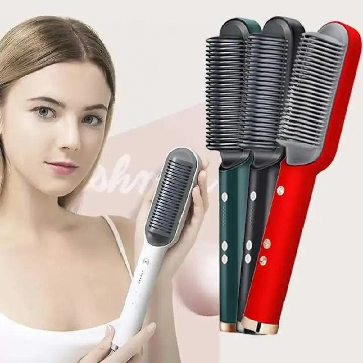 Electric Hair Straightener Brush Hot Comb with Adjustable Temperature for Afro Hair Human Hair Wigs Synthetic Wigs Natural Hair Styling Tool for Smooth Straight Results at Home