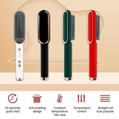 Electric Hair Straightener Brush Hot Comb with Adjustable Temperature for Afro Hair Human Hair Wigs Synthetic Wigs Natural Hair Styling Tool for Smooth Straight Results at Home