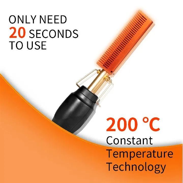 Electric Hot Comb for Natural Hair & Wigs, Adjustable Heat Ceramic Pressing Comb for Smooth Straightening, Anti-Damage Styling Tool for All Hair Types