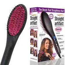 Simply Straight Hot Comb Ceramic Hair Brush Straightener for Smooth Natural Hair Styling at Home and Salon Use with Fast Heat Technology and Easy Grip Handle