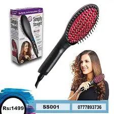 Simply Straight Hot Comb Ceramic Hair Brush Straightener for Smooth Natural Hair Styling at Home and Salon Use with Fast Heat Technology and Easy Grip Handle