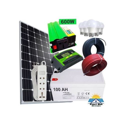 Solarmax 150 W Solar Panel Full Kit + 100 AH Battery + 20 AH Solar Charge Controller + 600 Watts Inverter + 5 DC Bulbs + 10M Cable