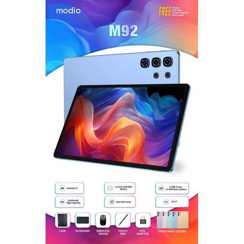 Modio M92 5G Android Tablet – 16GB RAM, 1TB ROM, 11.1" Display With Keyboard & Stylus