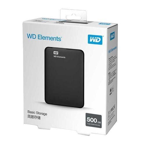 Western Digital WD Elements 500GB Portable External Hard Drive, USB 3.0 – Black