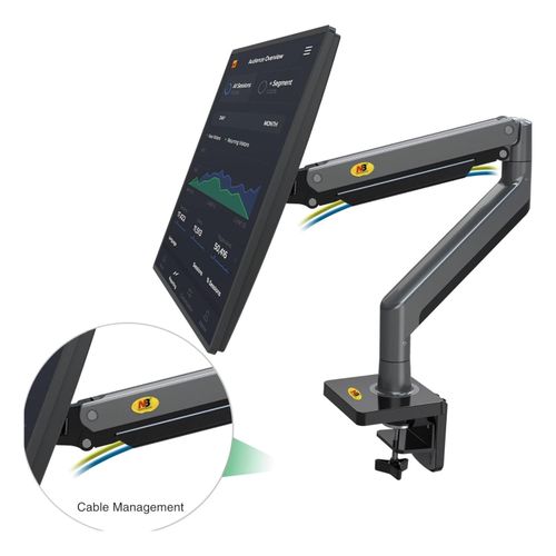 North Bayou NB G45 Gas Spring Monitor Arm – 22''-40'' Swivel Mount With C-Clamp & Grommet