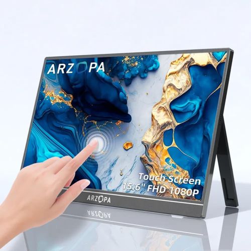 Arzopa A1 T 15.6 Touchscreen Portable Monitor – FHD 1080P, USB-C, HDMI, Travel-Friendly