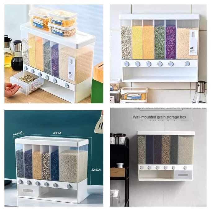 10kgs Partitioned Multifunctional cereal/rice dispenser. Detachable partition: Freely install the partition to decide the container space, you can choose to use the partition according to your need. P