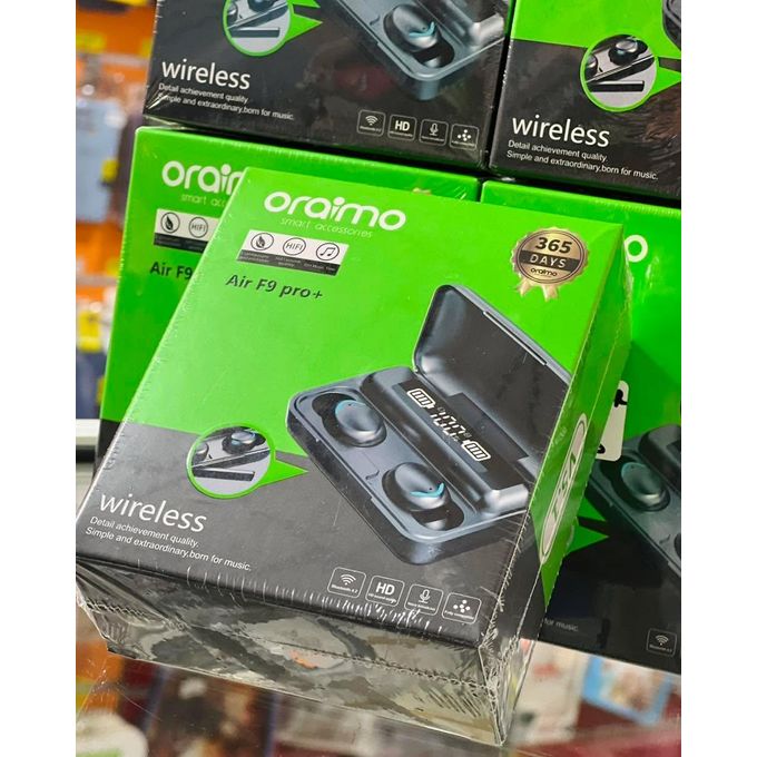 Oraimo Air F9 Pro+ Ear Buds Wireless Airpods, Bluetooth 5.3 Headphones In Ear, Bluetooth Earphones With Built-in Microphone, Wireless Ear Buds, Bluetooth Earbuds With Mic, Charging.  Instant pairing,