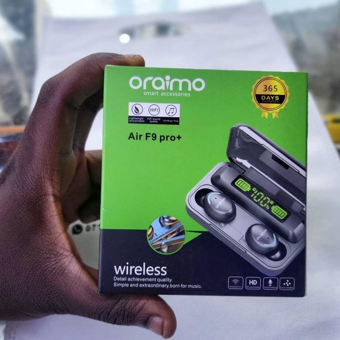 Oraimo Air F9 Pro+ Ear Buds Wireless Airpods, Bluetooth 5.3 Headphones In Ear, Bluetooth Earphones With Built-in Microphone, Wireless Ear Buds, Bluetooth Earbuds With Mic, Charging.  Instant pairing,