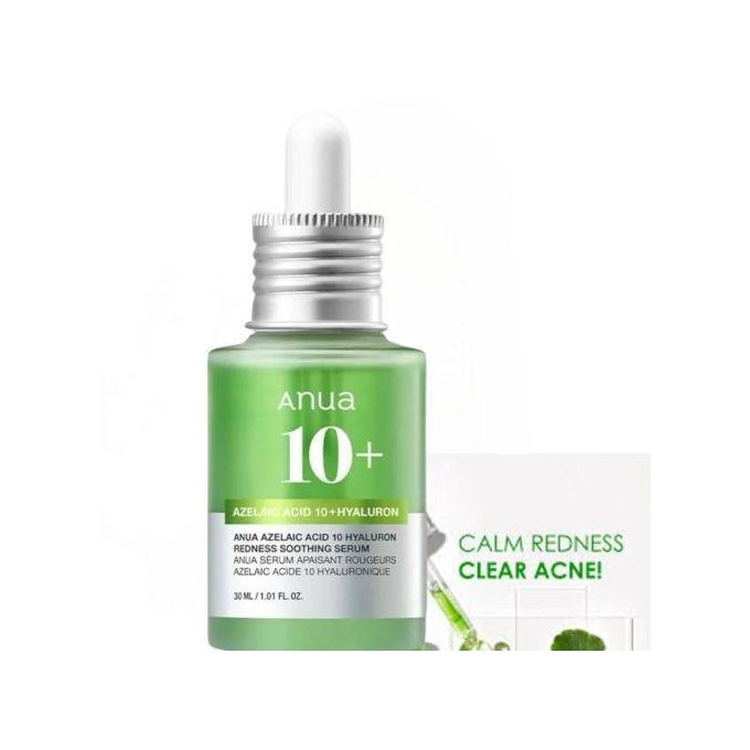 Anua Azelaic Acid 10 Hyaluron Redness Soothing Serum 30ml. it targets acne, rosacea, irritation, and dark spots while delivering deep hydration and balance. Hydrate, calm, and clarify your skin  30ml.