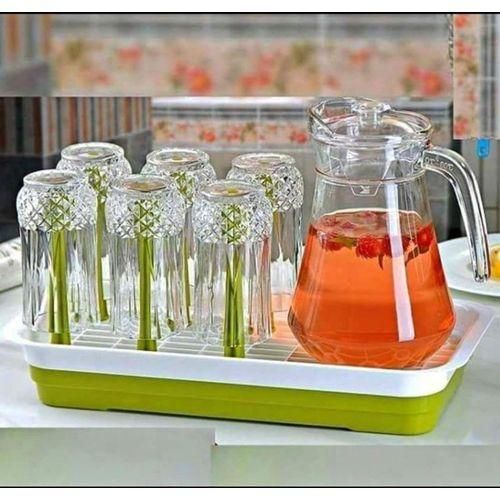 Deli WATER SET 1PC JUR AND 6PCS GLASS.High strength and durability
 Presence of  1 jug / 6PCS GLASS
 Jug material impact resistant glass
 Dishwasher safe