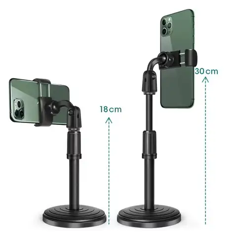Mobile phone stand with dual phone holder Universal Small Shooting Bracket universal mobile phone bracket for live streaming, TikTok, podcast, YouTubers, make up application beauty mobile phone holder