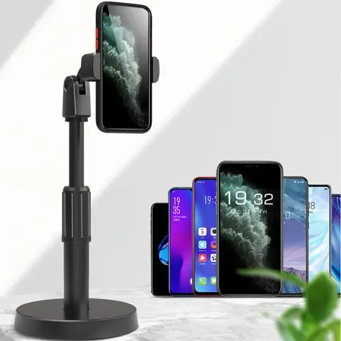 Mobile phone stand with dual phone holder Universal Small Shooting Bracket universal mobile phone bracket for live streaming, TikTok, podcast, YouTubers, make up application beauty mobile phone holder