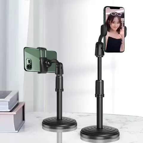 Mobile phone stand with dual phone holder Universal Small Shooting Bracket universal mobile phone bracket for live streaming, TikTok, podcast, YouTubers, make up application beauty mobile phone holder