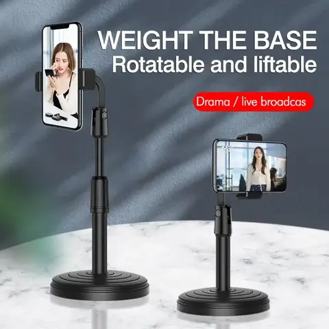 Mobile phone stand with dual phone holder Universal Small Shooting Bracket universal mobile phone bracket for live streaming, TikTok, podcast, YouTubers, make up application beauty mobile phone holder