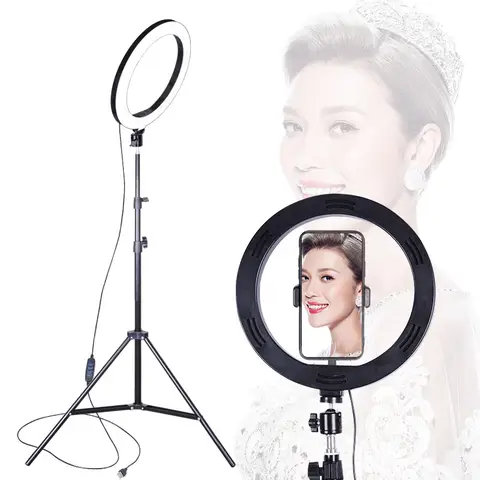 10inch ring light with 2.1m tripod stand for live streaming, TikTok, podcast, YouTubers, make up application.It has 3 color modes, dimmable light