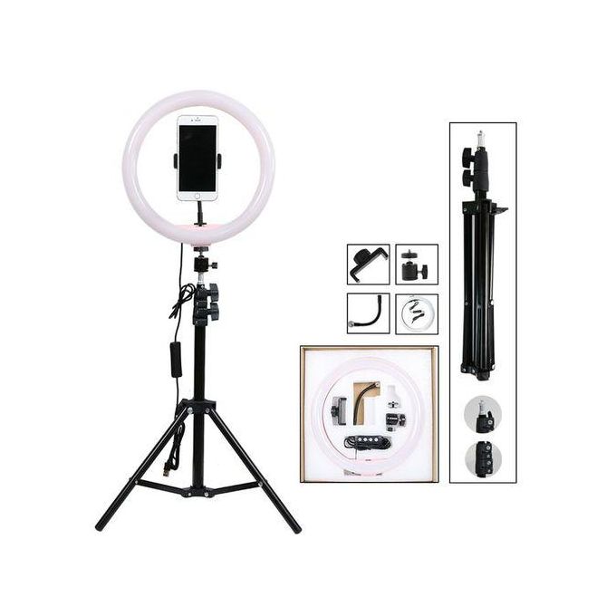10inch ring light with 2.1m tripod stand for live streaming, TikTok, podcast, YouTubers, make up application.It has 3 color modes, dimmable light