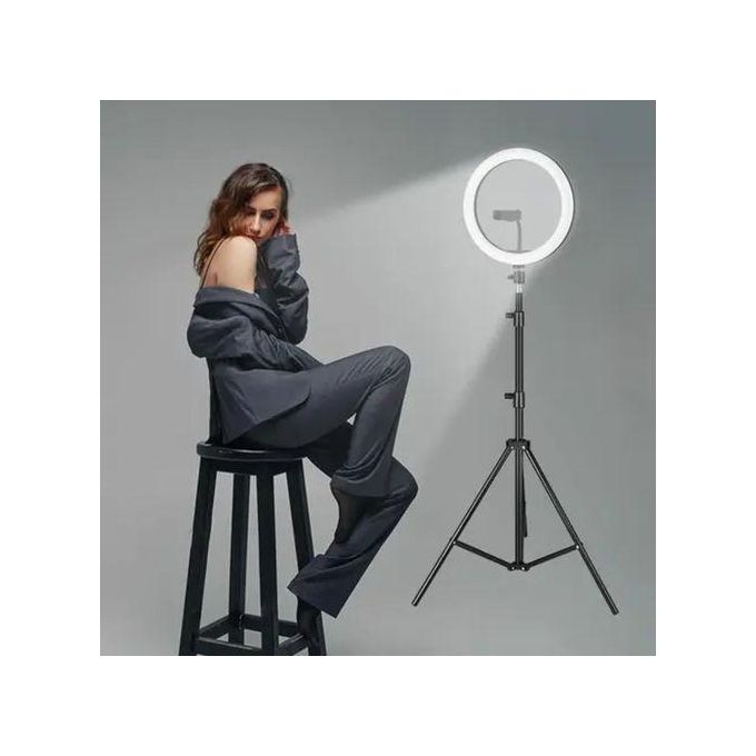 10inch ring light with 2.1m tripod stand for live streaming, TikTok, podcast, YouTubers, make up application.It has 3 color modes, dimmable light